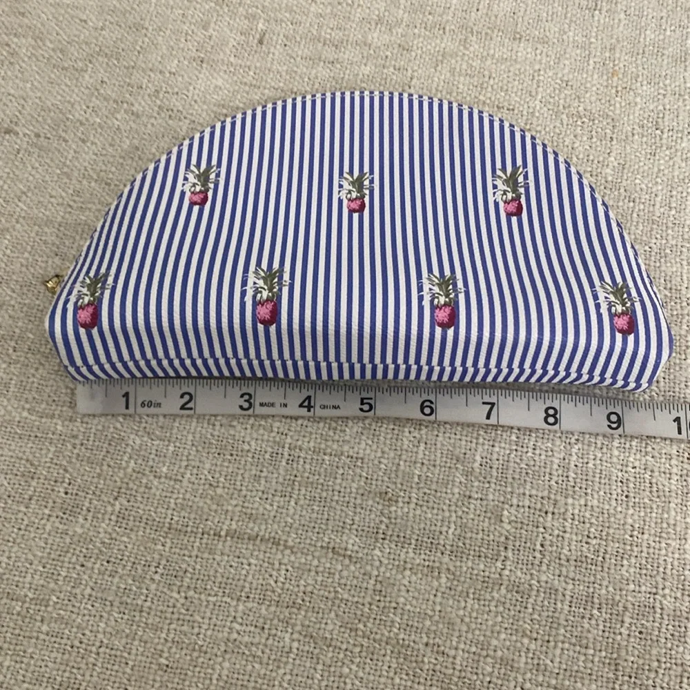 Banana Republic Blue/White Stripe with Pink Pineapple Print Clutch - Picture 12 of 13
